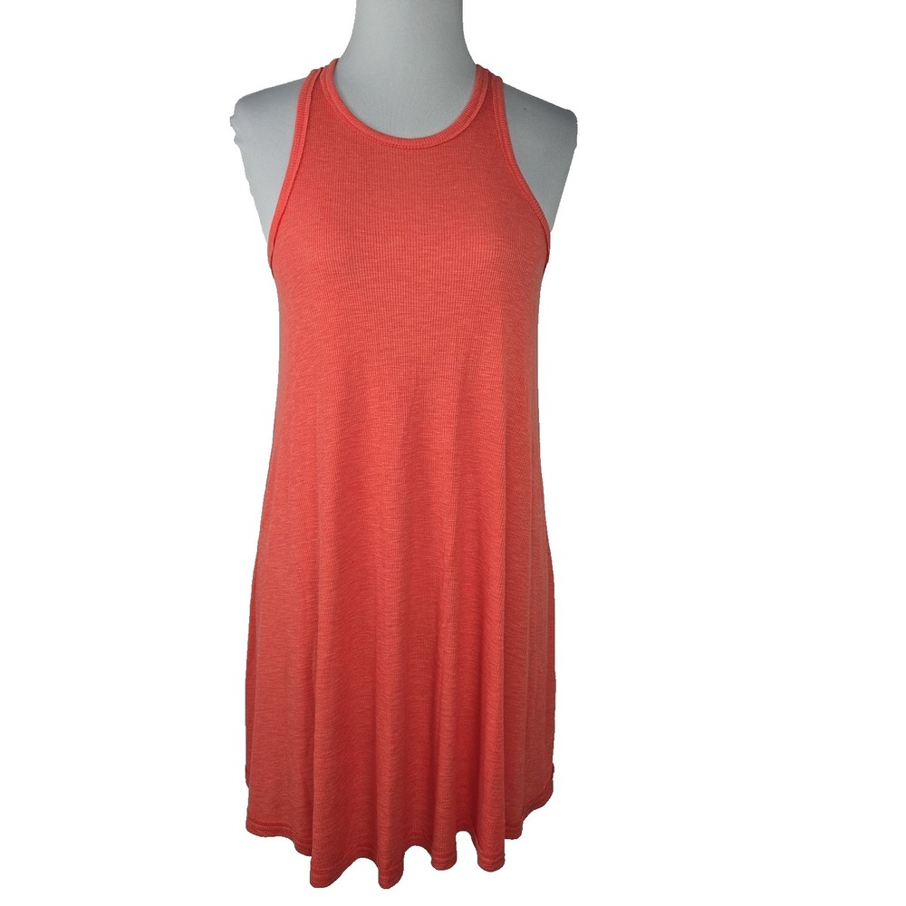 Free People Beach Women's XS Orange Ribbed Racerback Tank Cover Up Dress